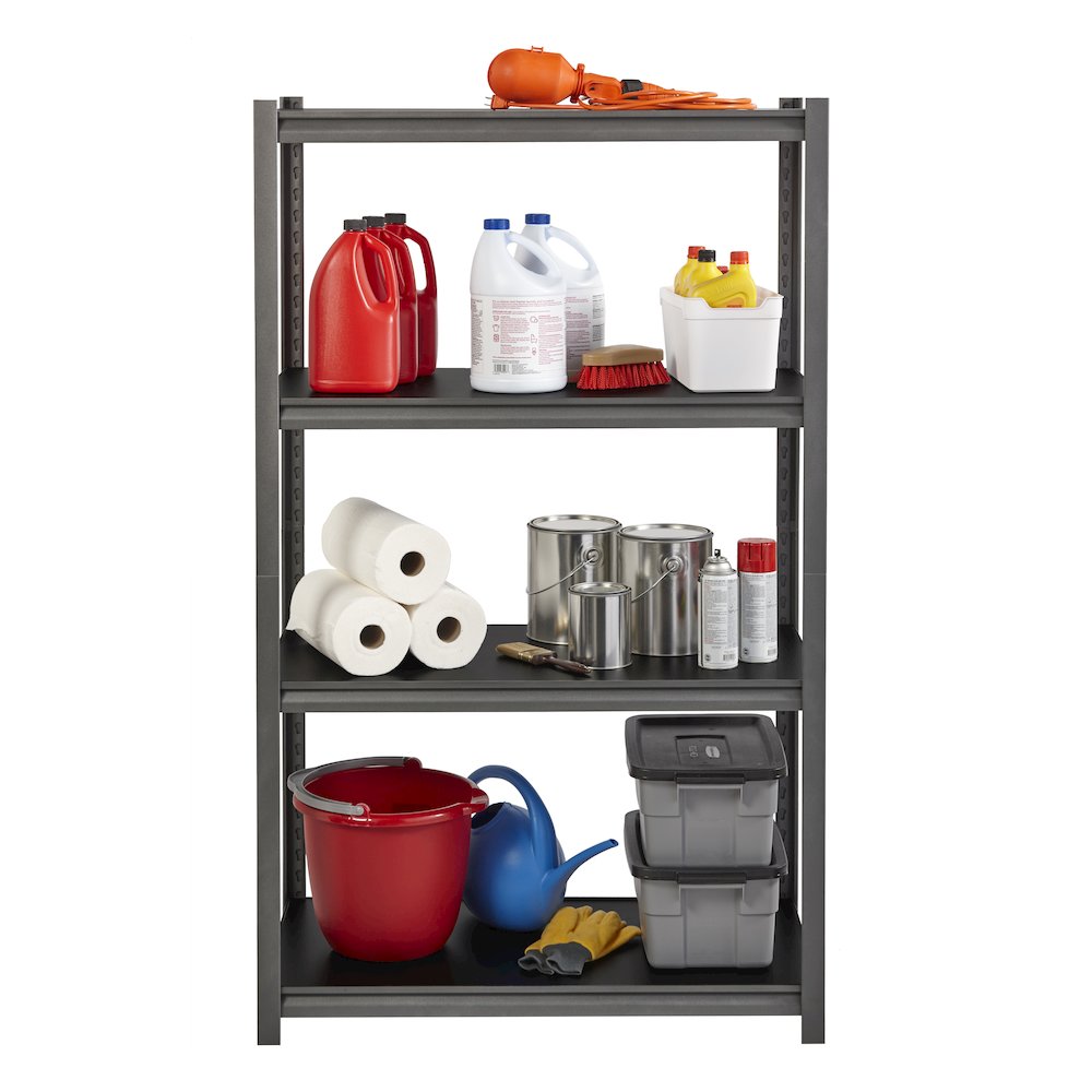 Iron Horse Riveted Steel Shelving 5-Shelf Unit, 18Dx48Wx72H, Gunmetal Gray/Black. Picture 5