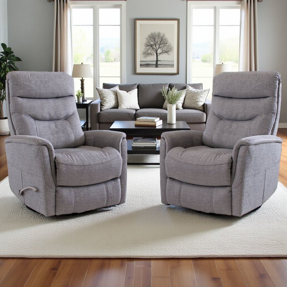 Capri Silver Recliner Nursery Glider Set – Elegant Boucle Chairs for Comfort. Picture 5