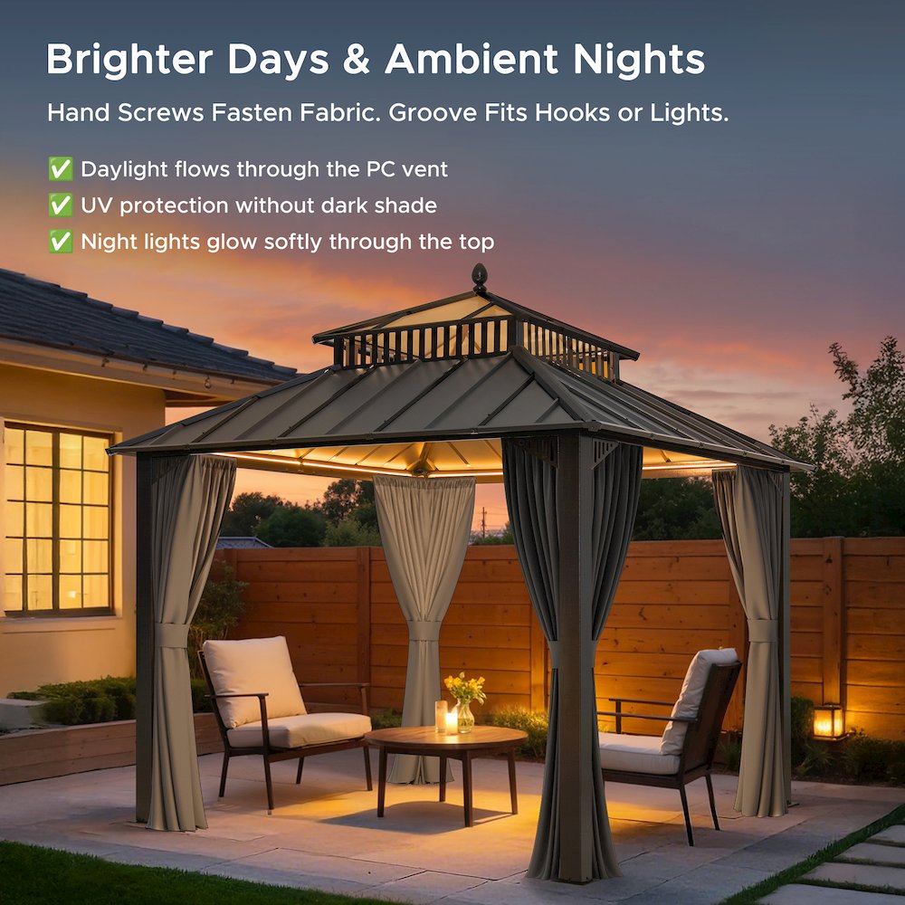 10 ft. x 10 ft. Kingston Extra-Tall, Wide Hardtop Gazebo. Picture 4