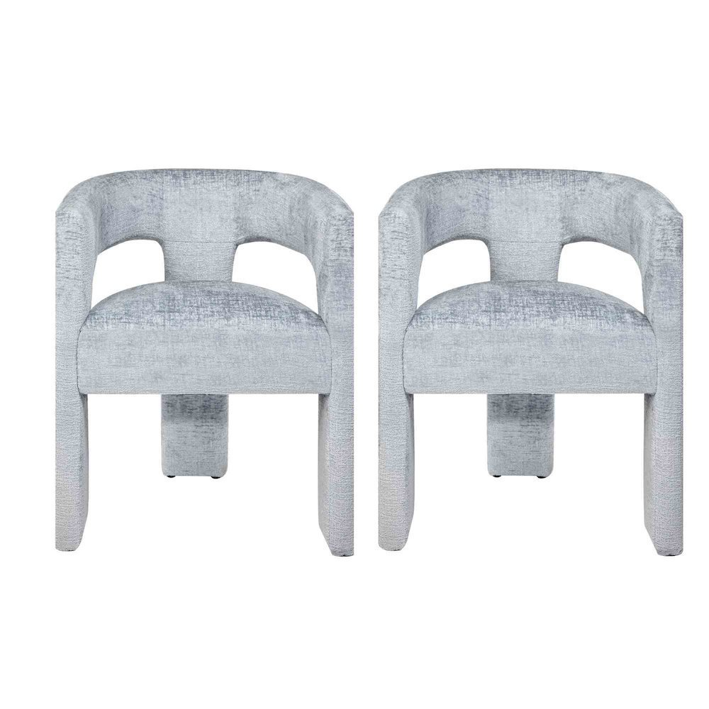 Jacquard Modern Accent Armchair, Sculptural Frame, Blue, Set of 2. Picture 1