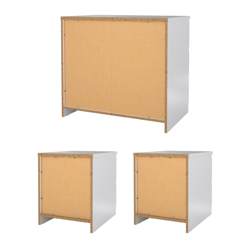 Scottsdale 3-Piece Bedroom Set - Chest And Nightstand Set Of 2, White High Gloss. Picture 5
