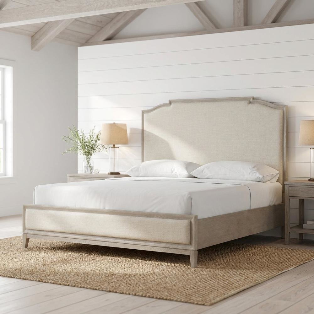 King-sized Panel Bed in Rolling Fog Gray with Distressed Finish. Picture 3