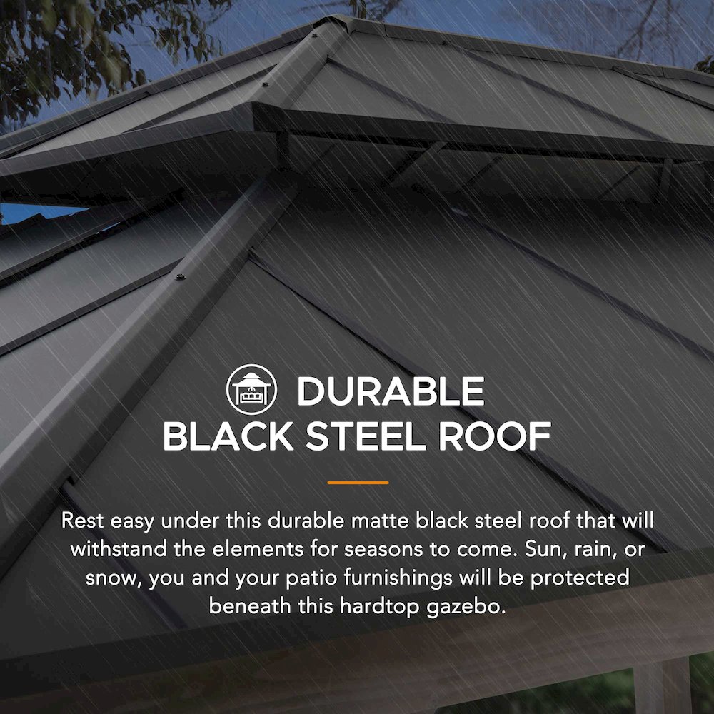 Sunjoy 12x16 ft. Wood Outdoor Patio Steel Hardtop Gazebo. Picture 3