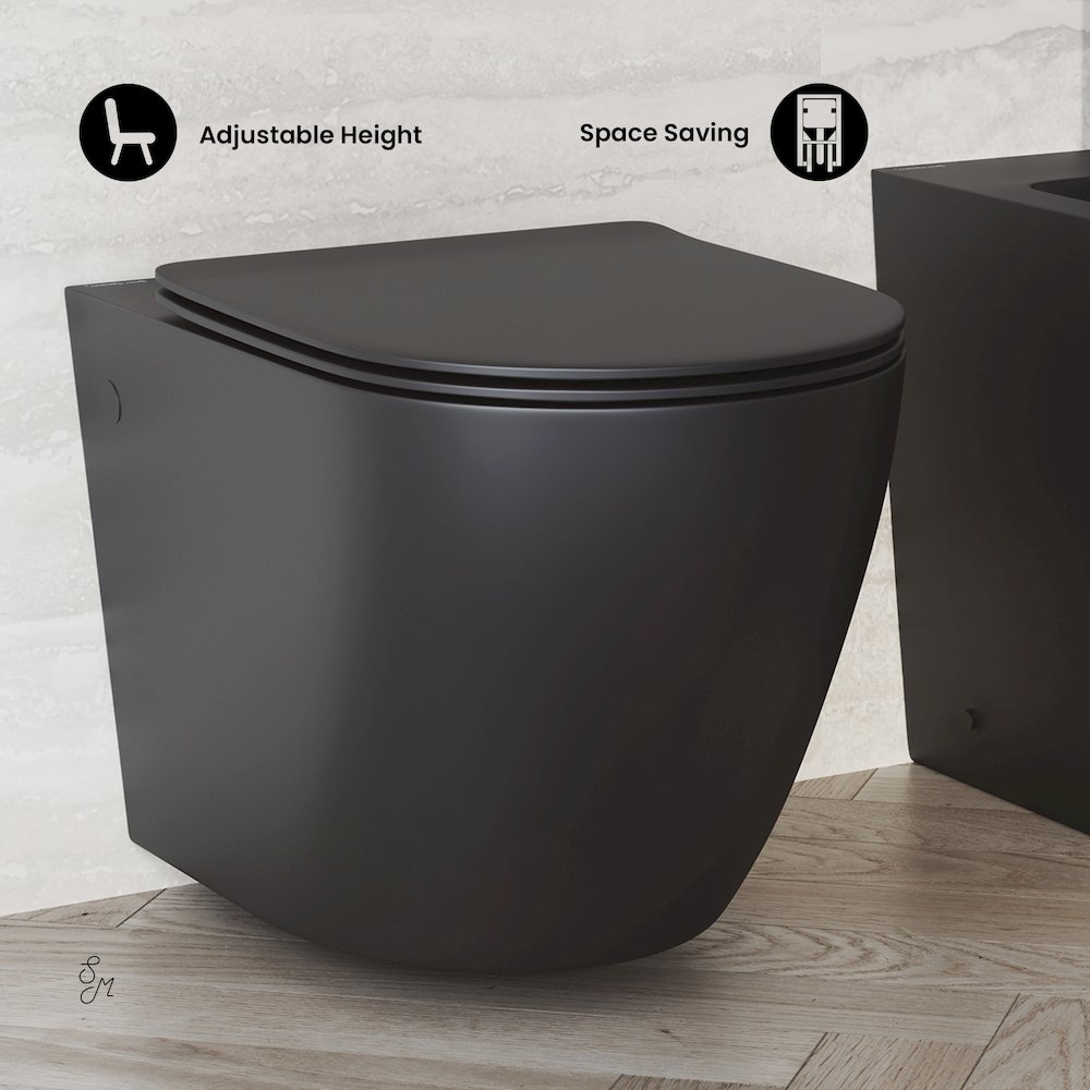 St. Tropez Wall-Hung Toilet Bowl Only in Matte Black. Picture 7