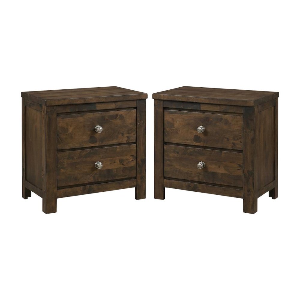 Blue Ridge Wood 2-Drawer Nightstand in Gray (Set of 2). Picture 1