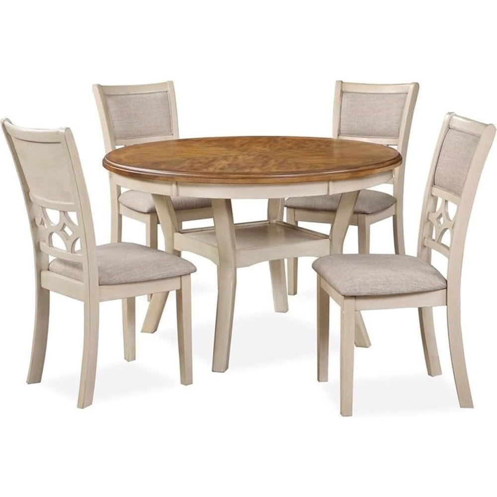 Mitchell Solid Wood 5Pc Dining Set in White/Brown Bisque. Picture 1