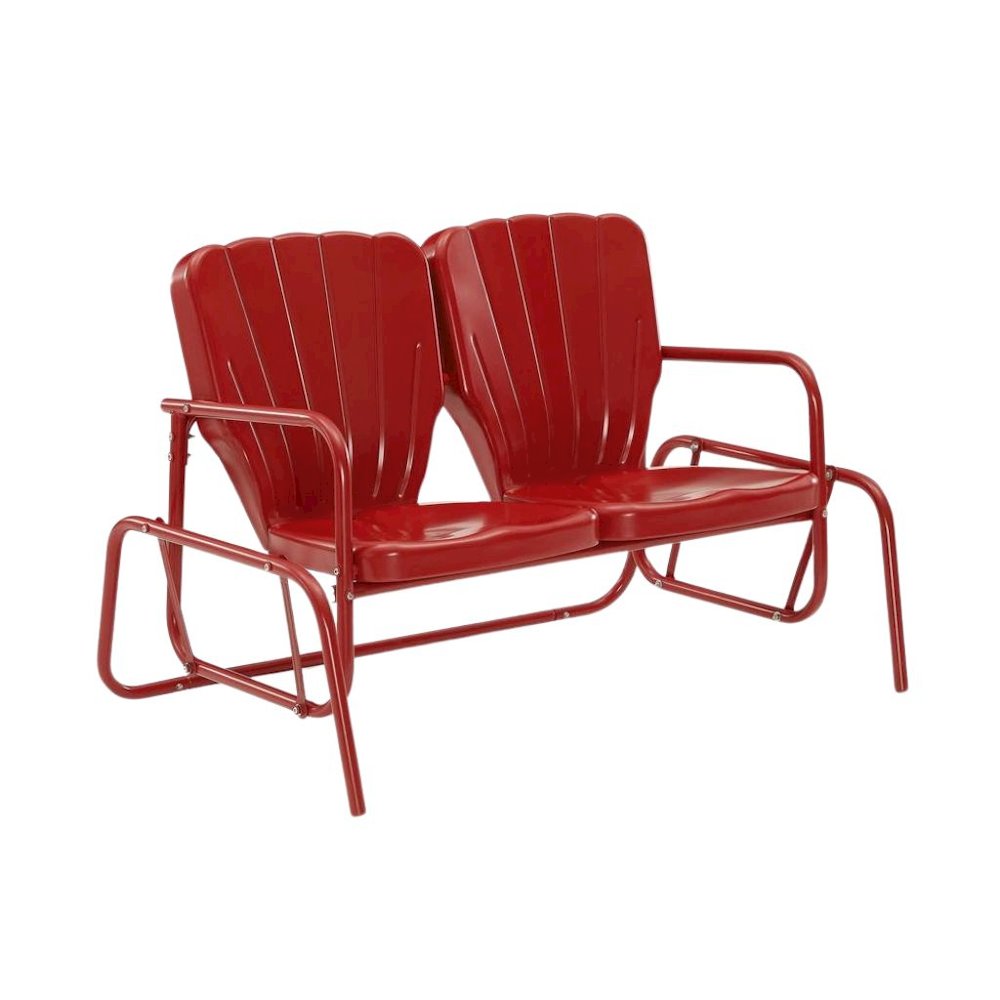 Red Outdoor Loveseat Glider – Retro Furniture Seating for Two People. Picture 1