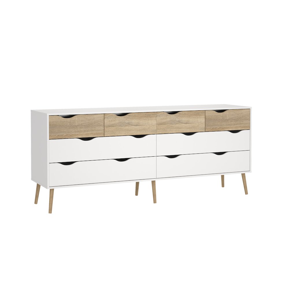 Diana 8 Drawer Double Dresser, White/Oak Structure. Picture 3