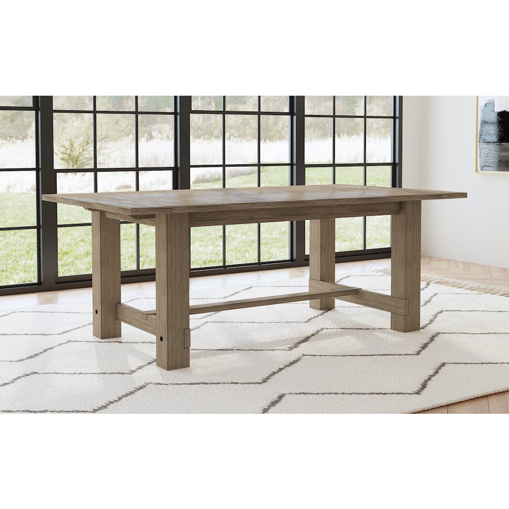 Anacortes 74" - 106" Trestle Table with (2) 16" Leaves, Dark Taupe. Picture 2