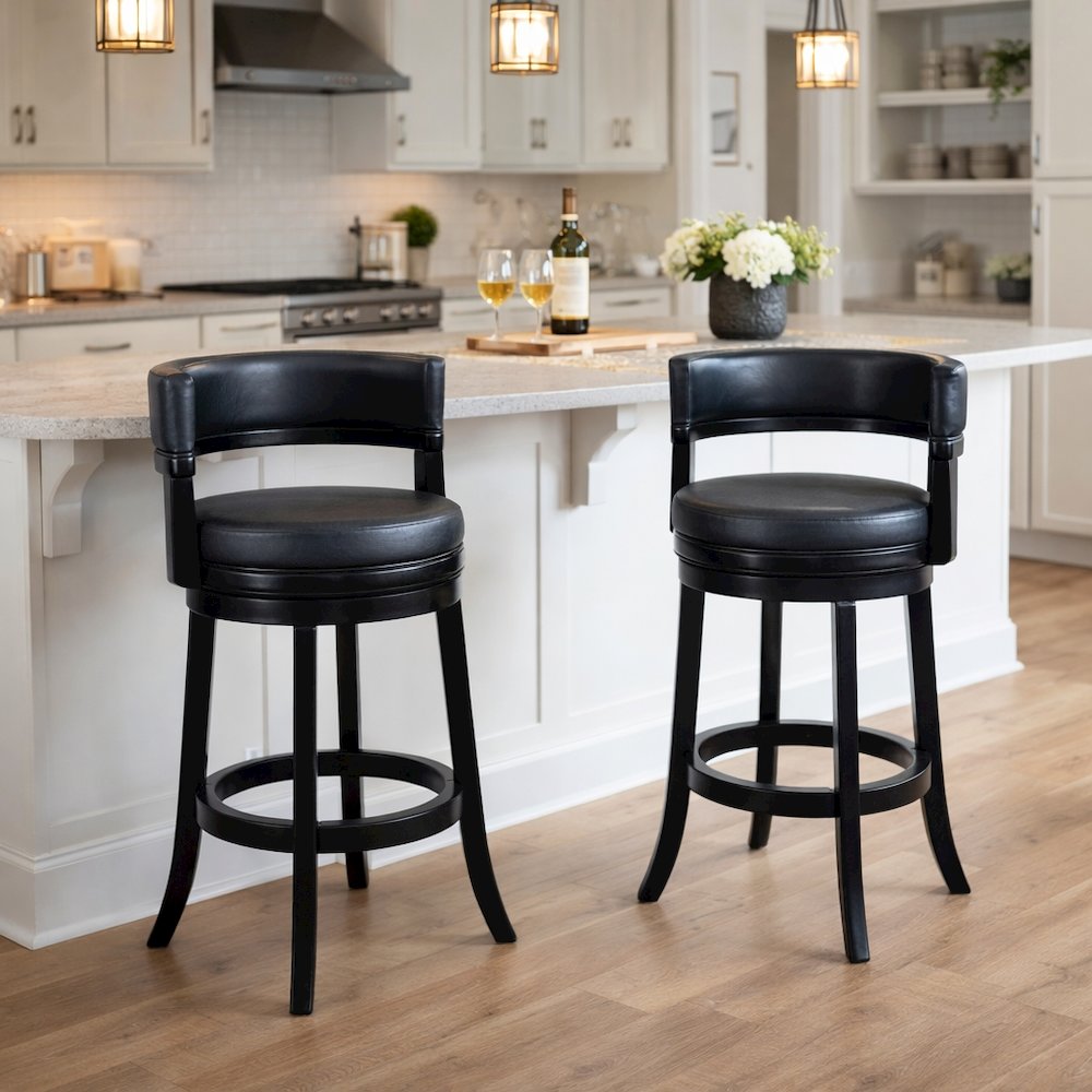 Balen Bar Height Swivel Stool - Black. Picture 2