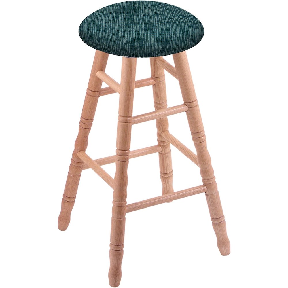 Oak Round Cushion 24" Swivel Counter Stool with Turned Legs, Natural Finish, and Graph Tidal Seat. Picture 1