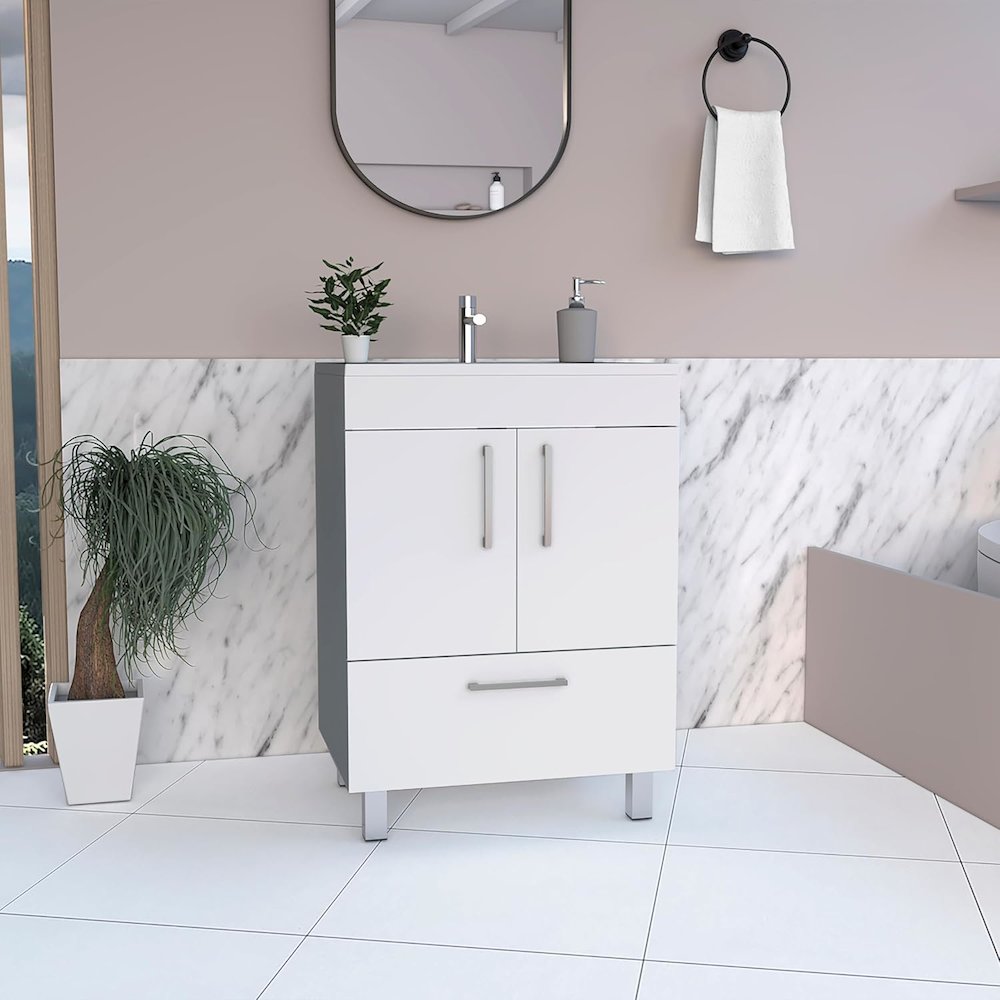 Velloc 24" Bathroom Vanity White White MDF. Picture 3