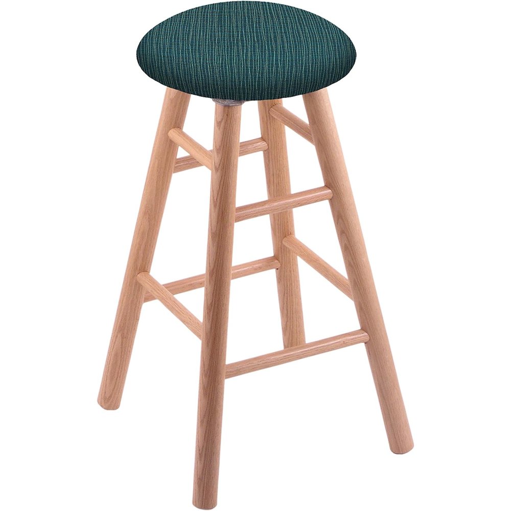 Oak Round Cushion 24" Swivel Counter Stool with Smooth Legs, Natural Finish, and Graph Tidal Seat. Picture 1