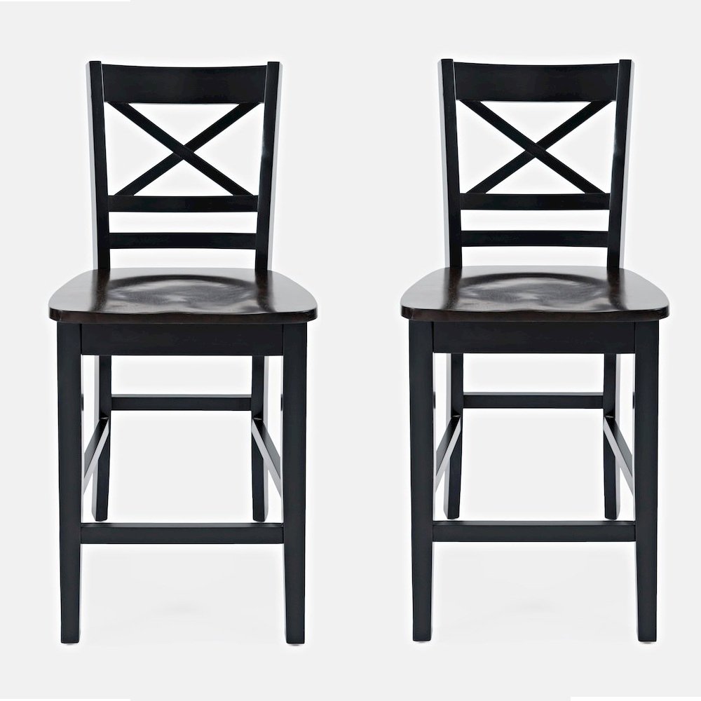 Asbury Park Solid Acacia Farmhouse X Back Stool (Set of 2). Picture 1