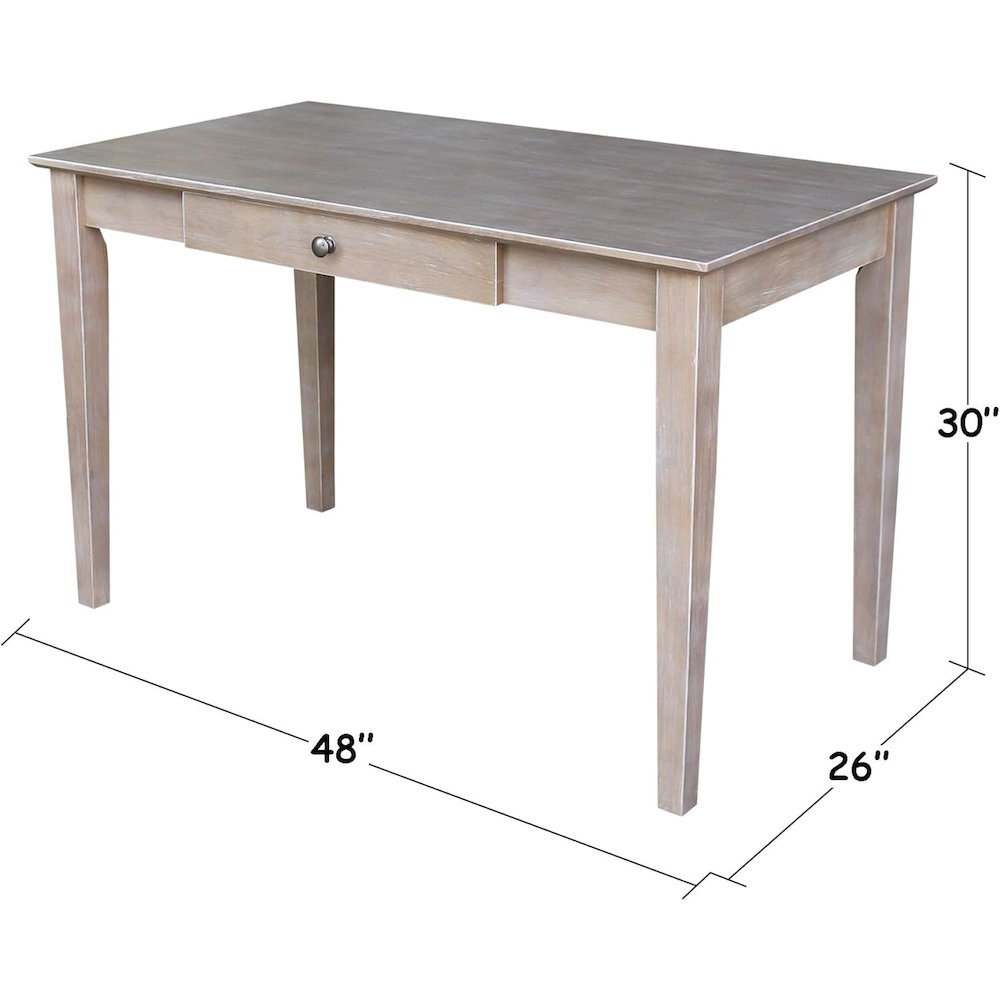 Writing Desk With Drawer, Washed Gray Taupe. Picture 2