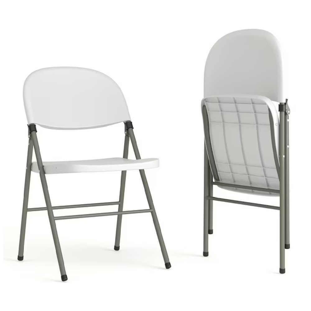 White Plastic Folding Chairs | Set of 2 Lightweight Folding Chairs. Picture 1