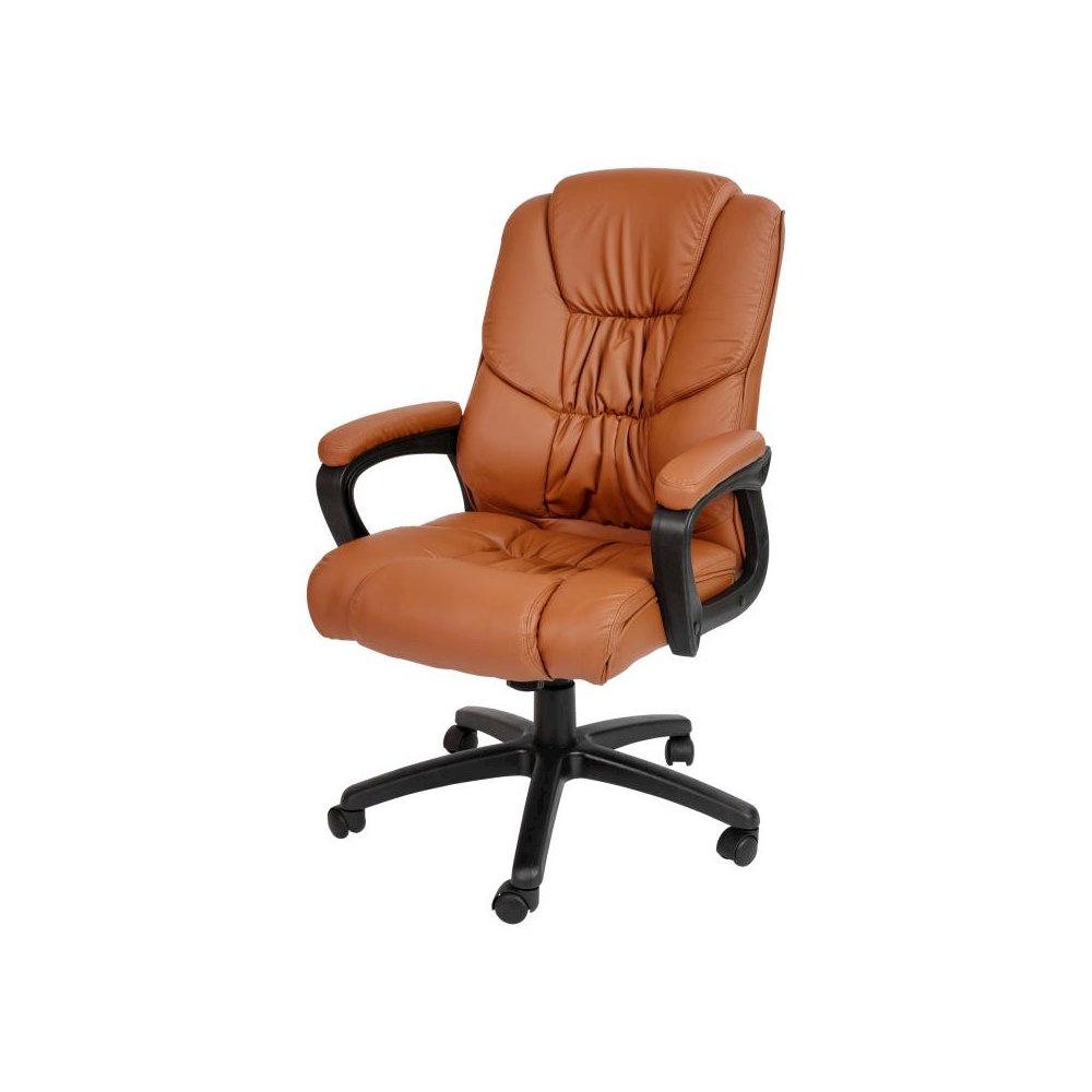 Flash Fundamentals Big & Tall 400 lb. Rated Brown LeatherSoft Swivel Office Chair with Padded Arms, BIFMA Certified. Picture 1