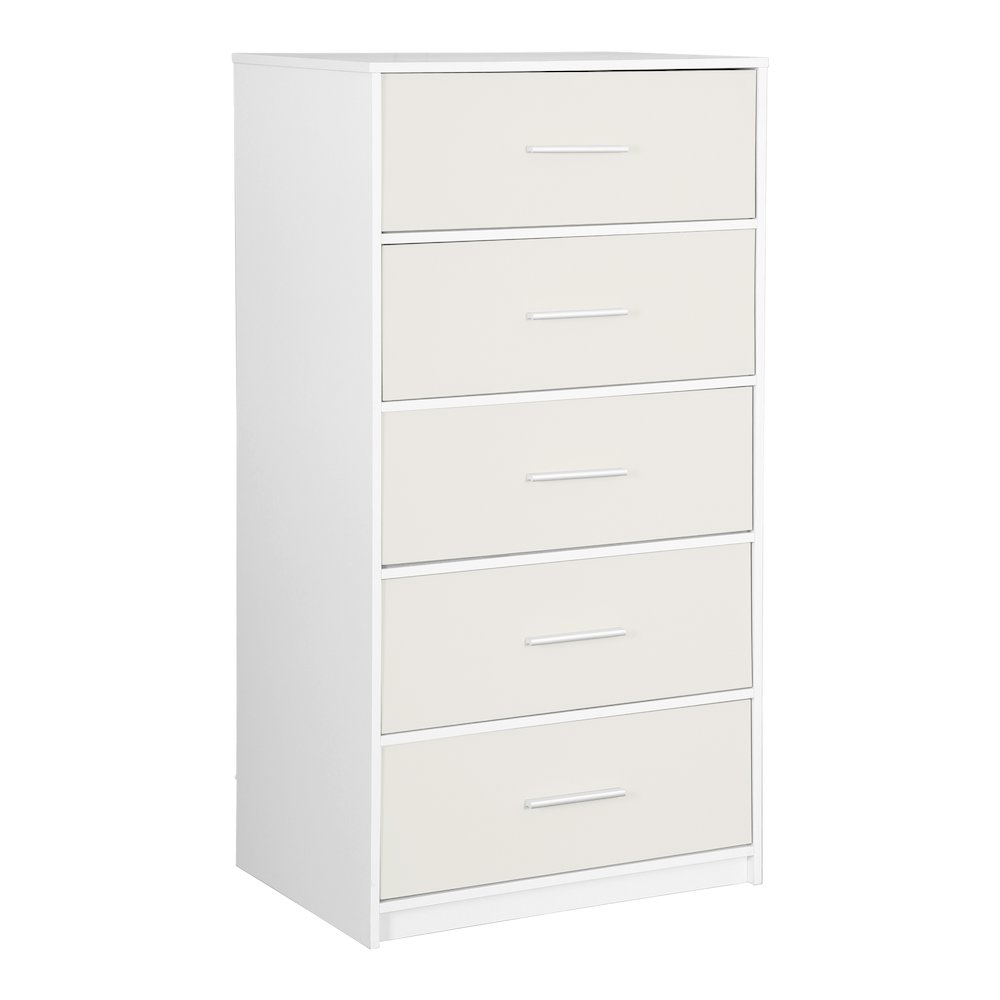 5-Drawer Dresser with Large Fabric Drawers, White. Picture 1