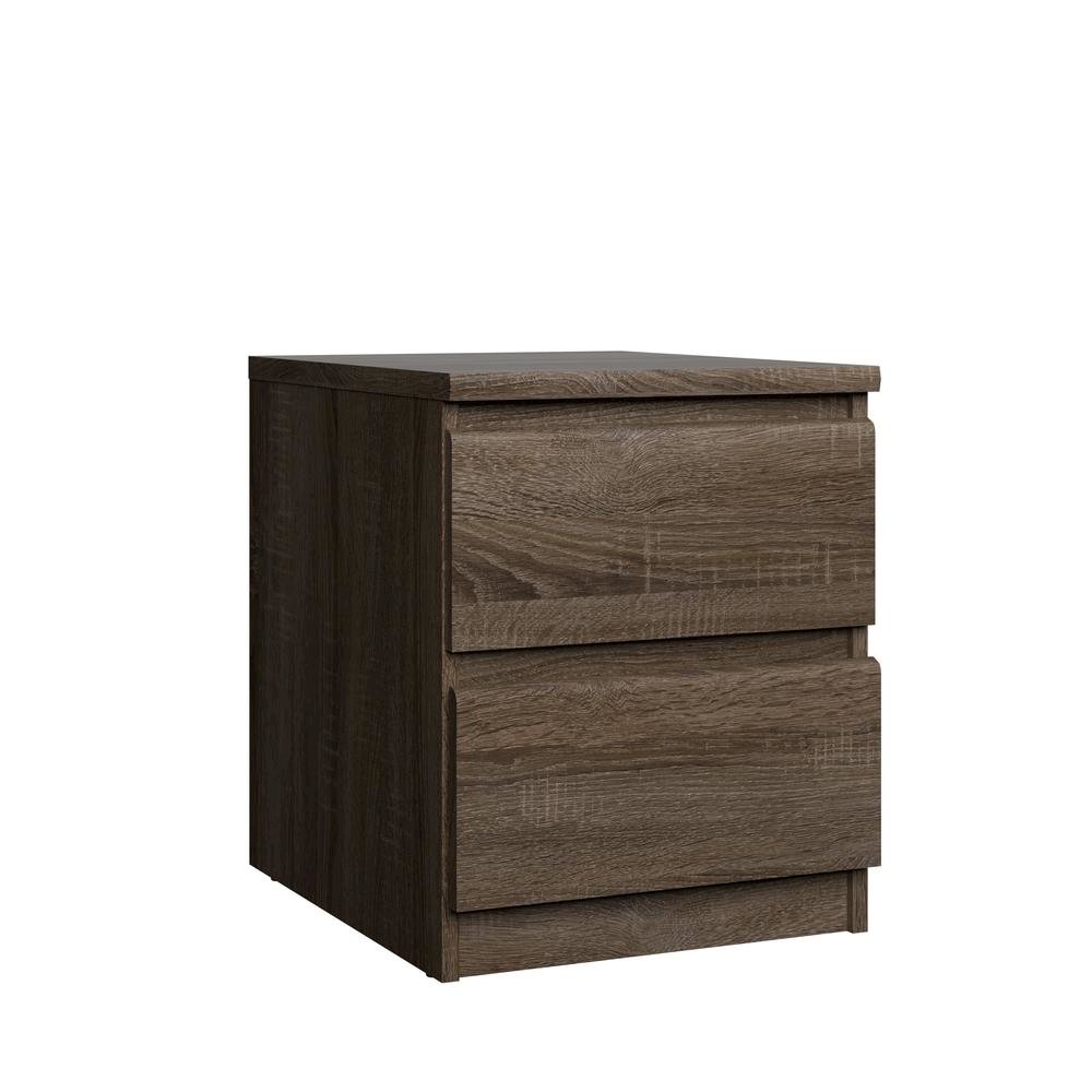 Brown 2 Drawer Nightstand - Stylish Night Stand with Drawers for Bedroom. Picture 1