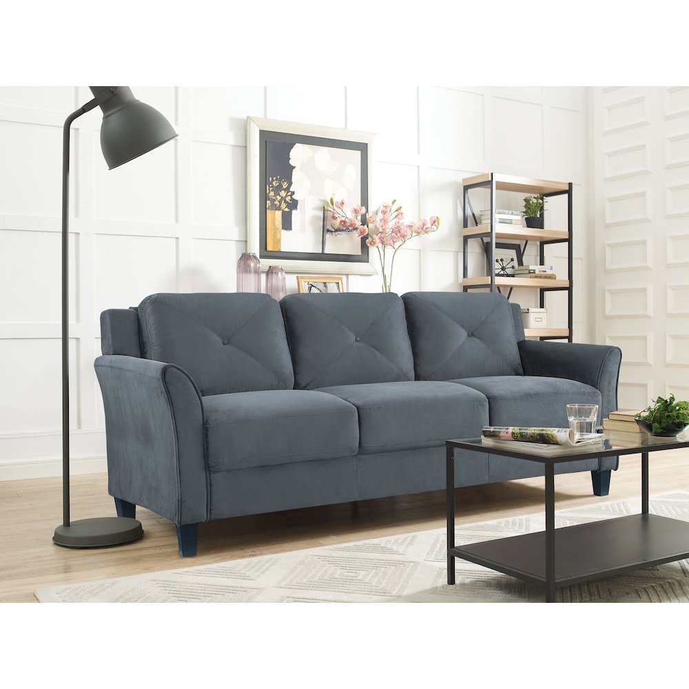 Hartford Sofa Rolled Arms Dark Grey. Picture 3