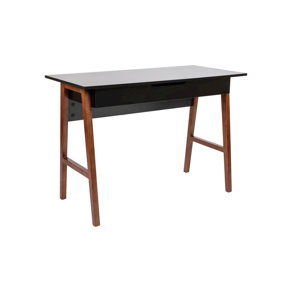 Home Office Writing Computer Desk with Drawer - Table Desk for Writing and Work, Black/Walnut. Picture 1