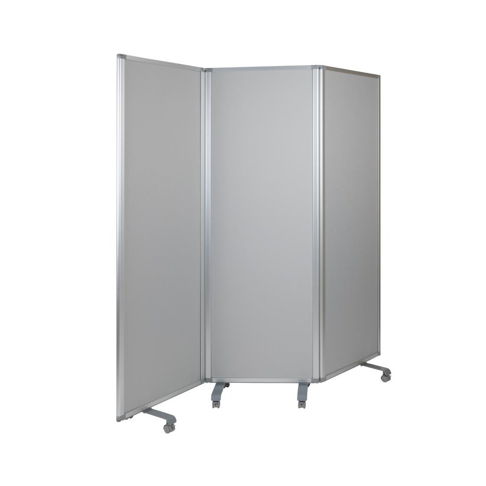 Double Sided Mobile Magnetic Whiteboard/Cloth Partition with Lockable Casters, 72"H x 24"W (3 sections included). Picture 1