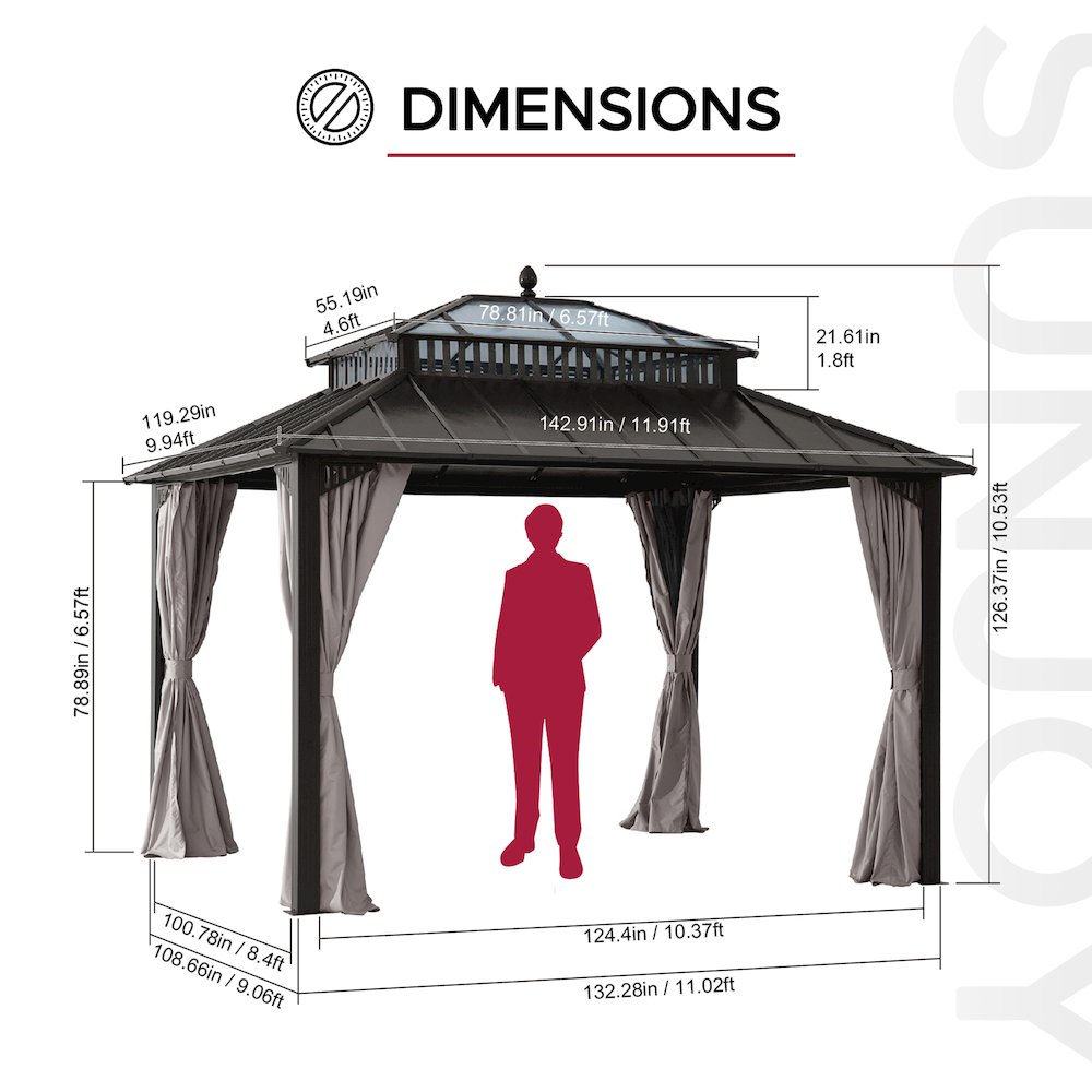 14 ft. x 12 ft. Kingston Extra-Tall, Wide Hardtop Gazebo. Picture 7