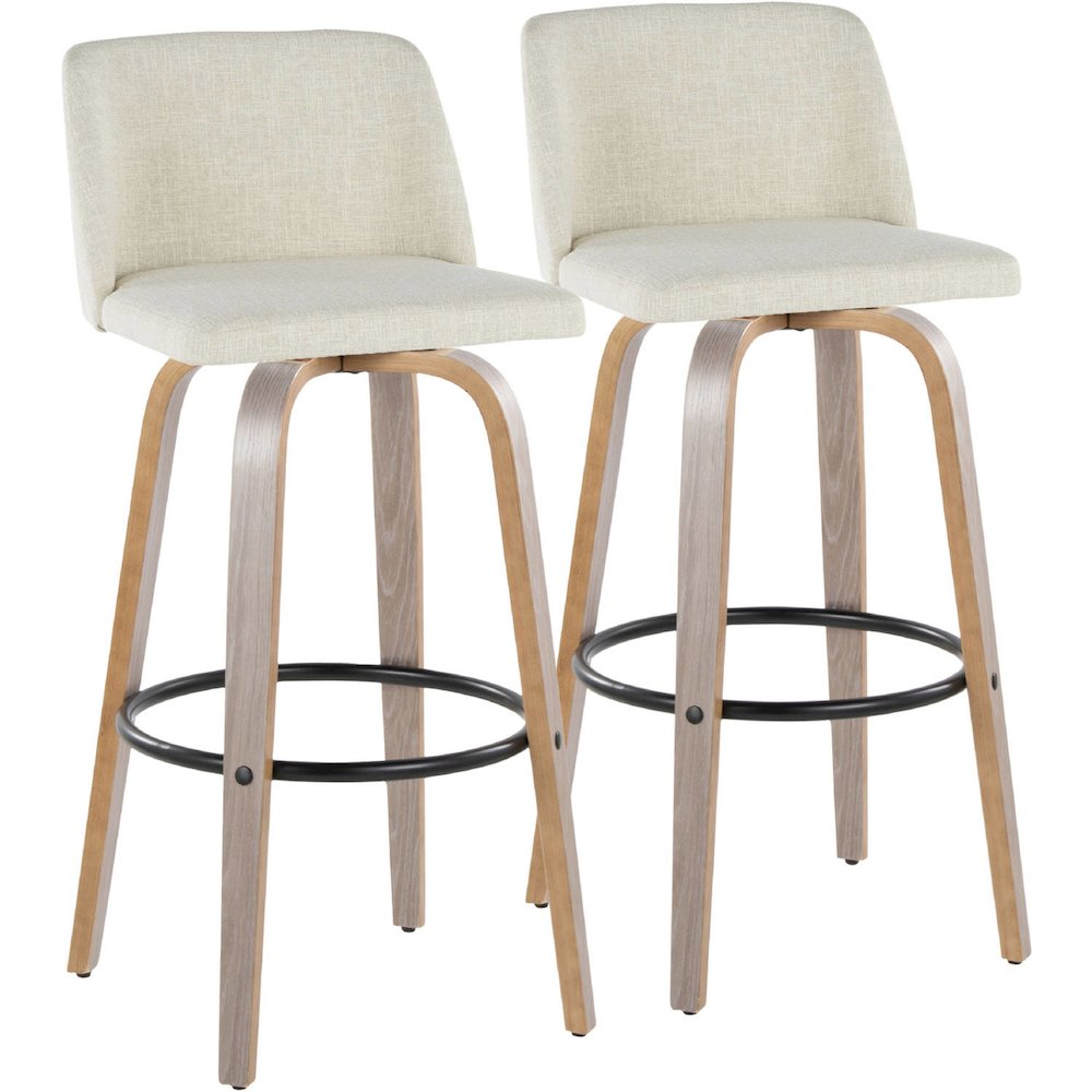 Black Toriano 30" Fixed-Height Barstool - Set of 2. Picture 1