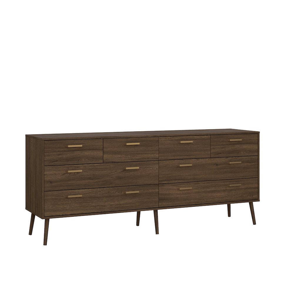 Tone 8 Drawer Double Dresser, Mocha Oak. Picture 3