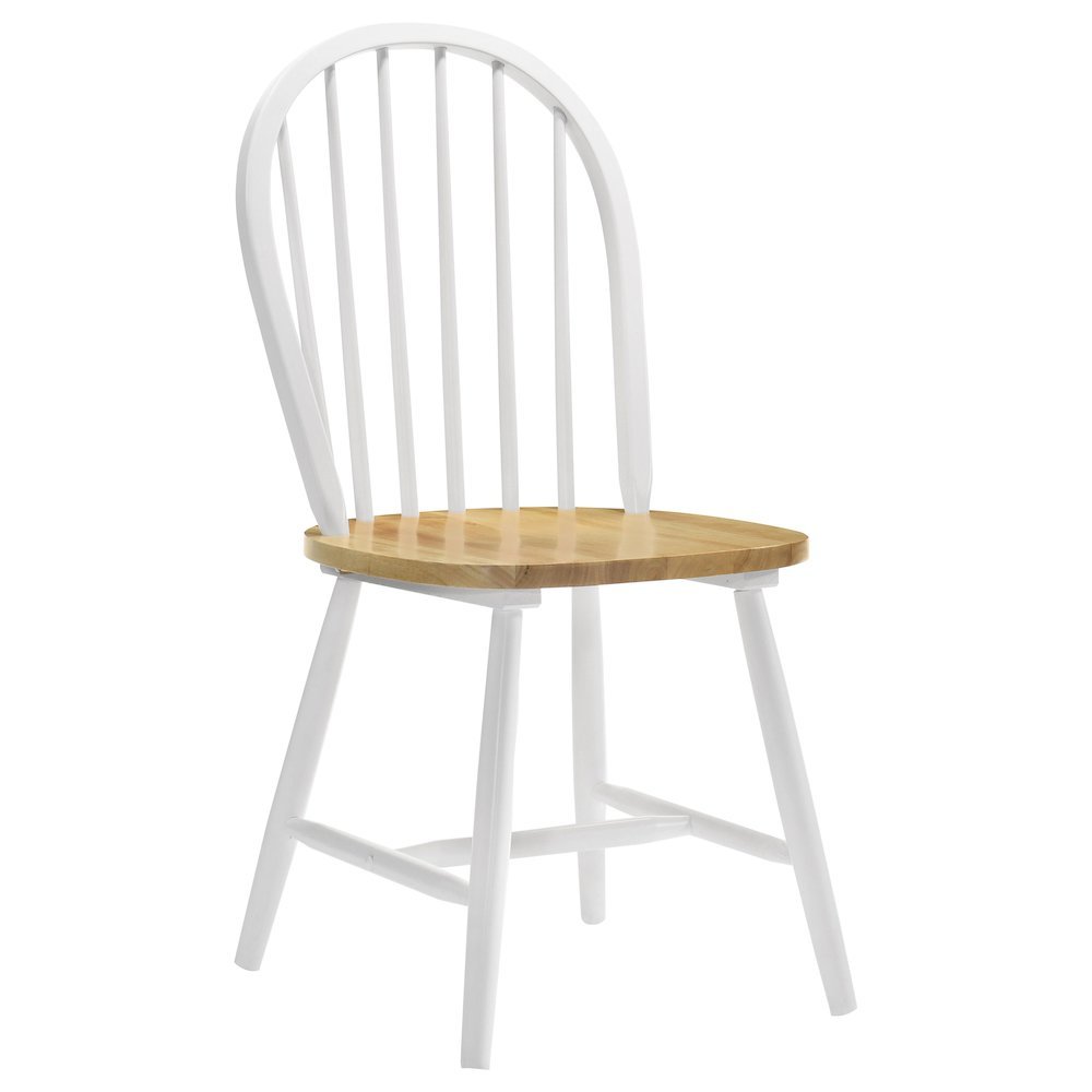 Set of 4 Wooden Dining Chairs with Natural Brown and White Finish. Picture 1