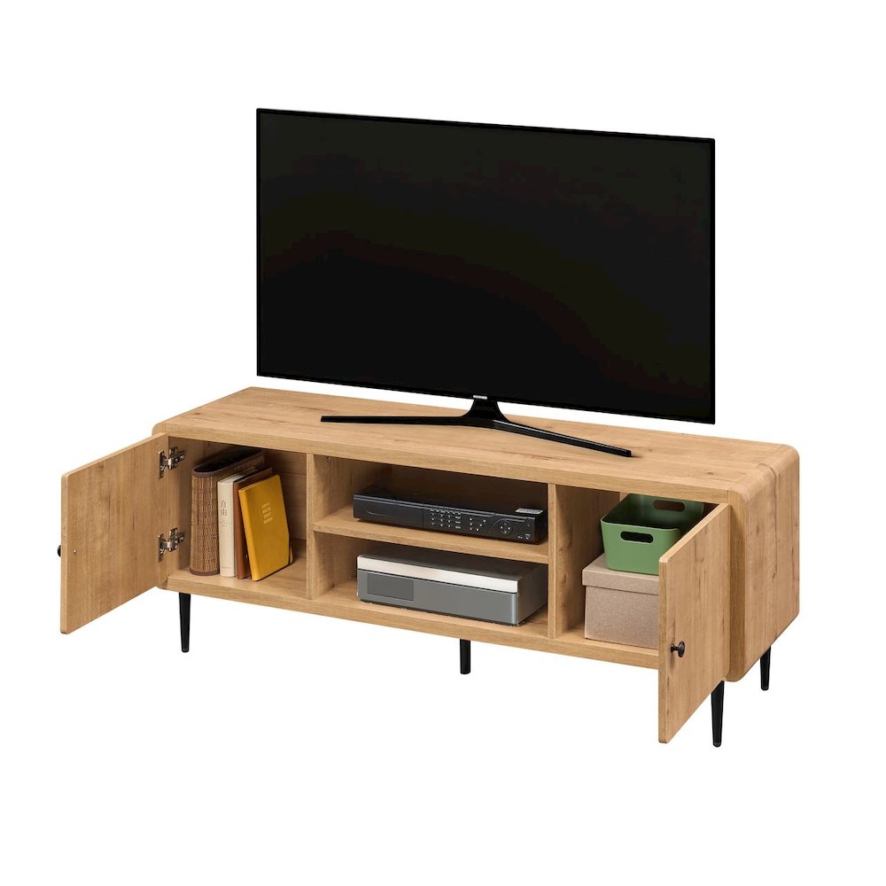Techni Mobili Mid-Century Modern TV Stand for TV’s Up to 60”, Oak. Picture 5