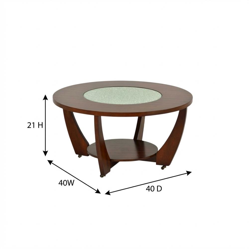 Merlot Cherry Cocktail Table with Casters and Modern Design. Picture 6