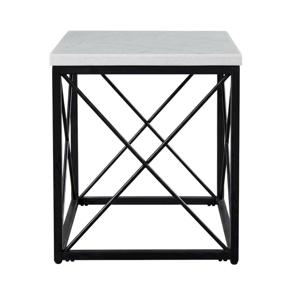 White Marble Top Square End Table with Modern Design and Sturdy Frame. Picture 1
