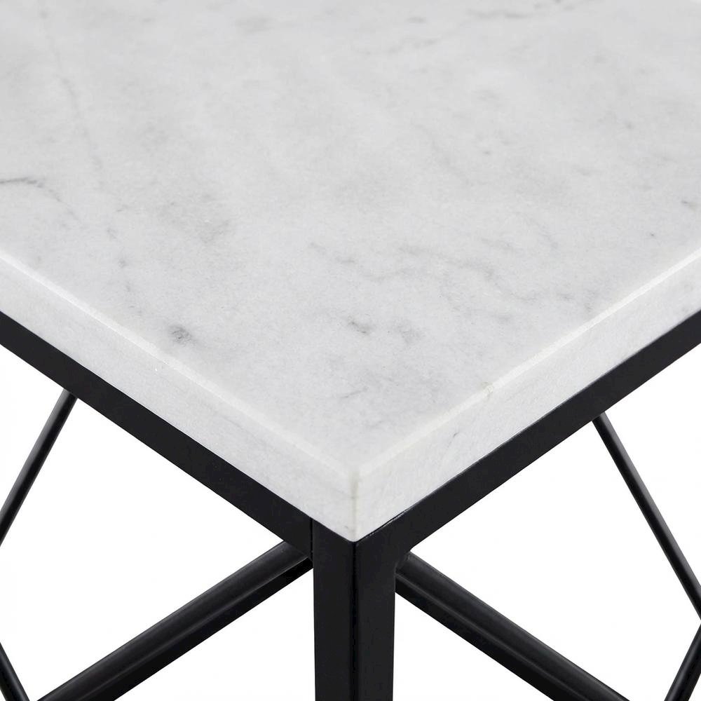 White Marble Top Square End Table with Modern Design and Sturdy Frame. Picture 5