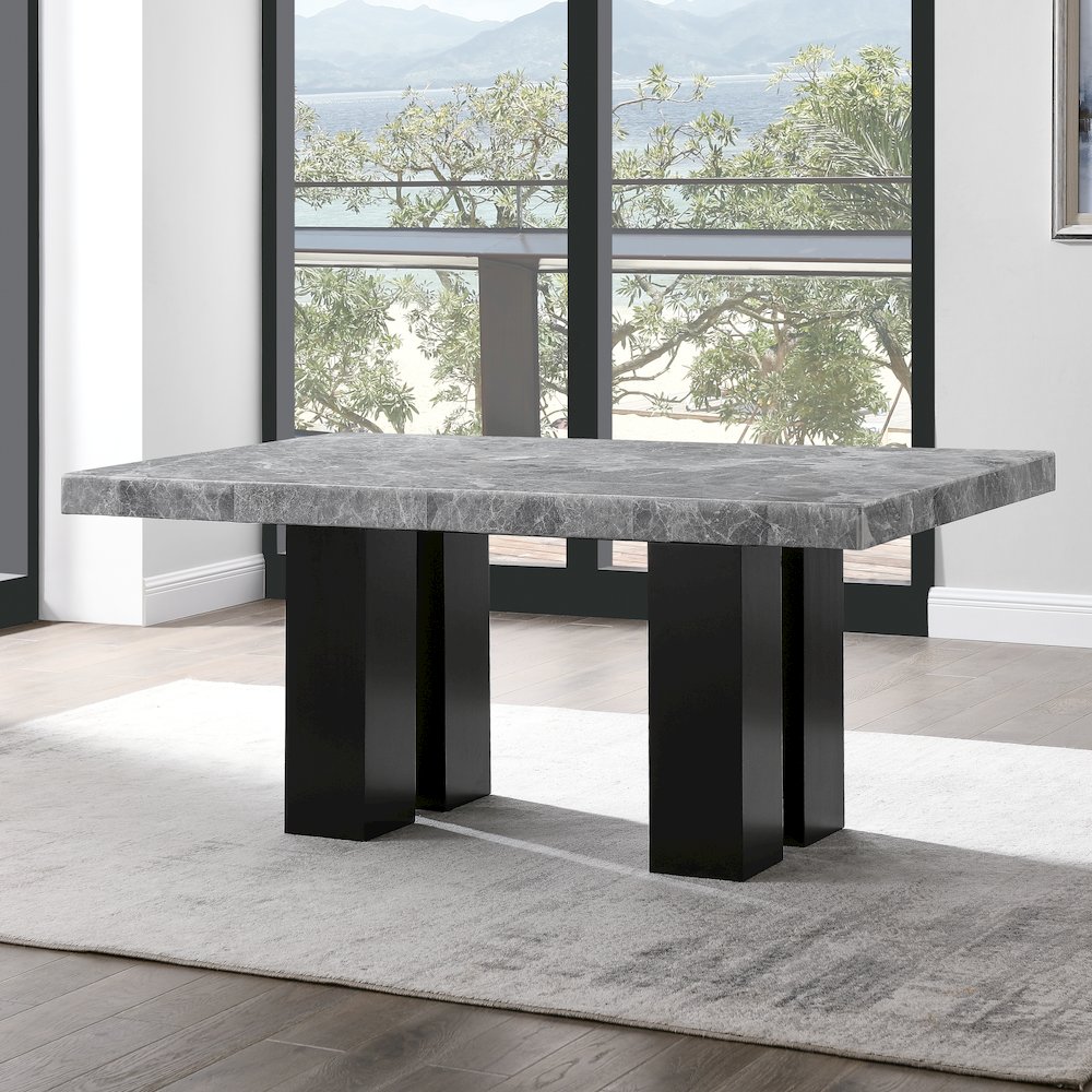 Camila 9PC Rectangle Dining Set Black Chair. Picture 6