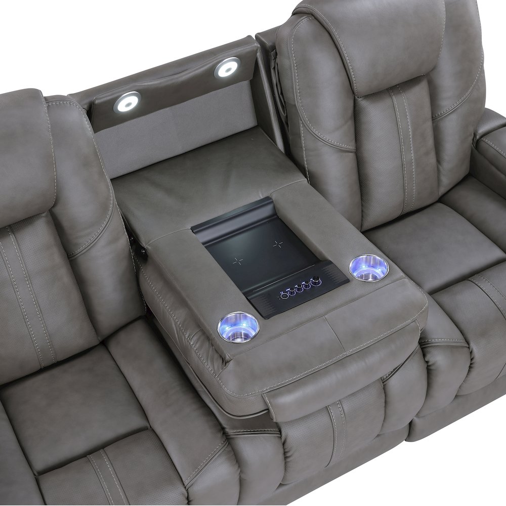 Daniel Triple Power Leather Theater Sofa. Picture 9