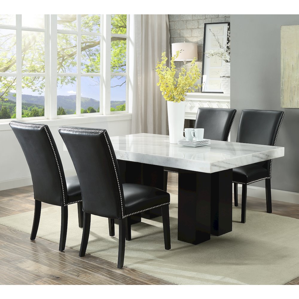 Camila 5PC Rectangle Dining Set Black Chair. Picture 5