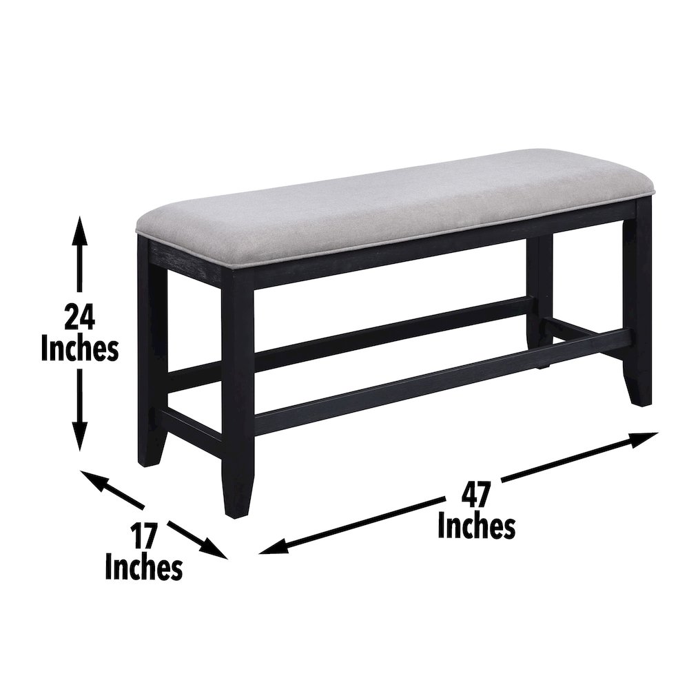 Yves Black Counter Table With Storage and 4 Grey Counter Chairs. Picture 12