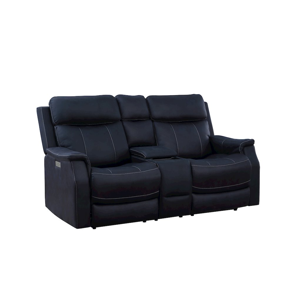 Valencia Dual Power Reclining Console Loveseat - Ocean. Picture 1