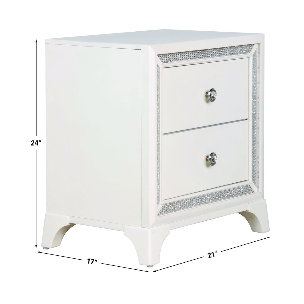Cassie Illuminating Glam Nightstand, Pearl Finish. Picture 10