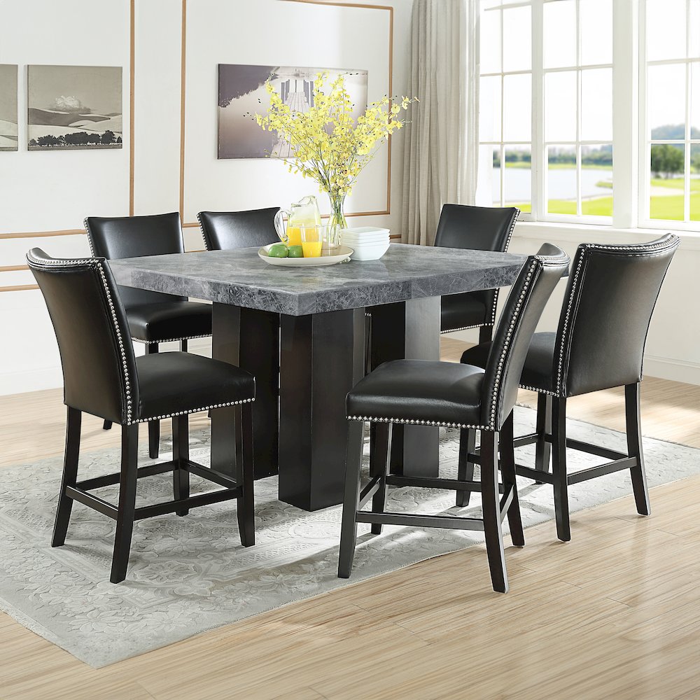 Camila Square 7PC Counter Set Black Chair. Picture 5
