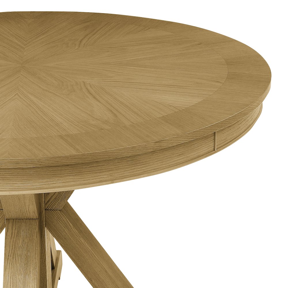 Rylie Dining Table & 4 Captains Chairs, Natural Finish, Camel Vegan Leather. Picture 8
