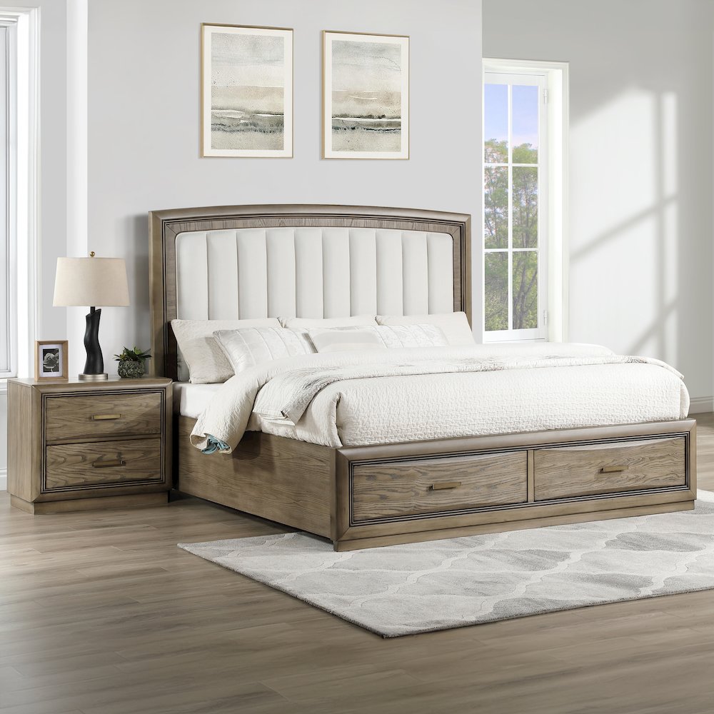2-Drawer NightstandExpertly crafted from oak veneers, solid Asian hardwoods. Picture 4