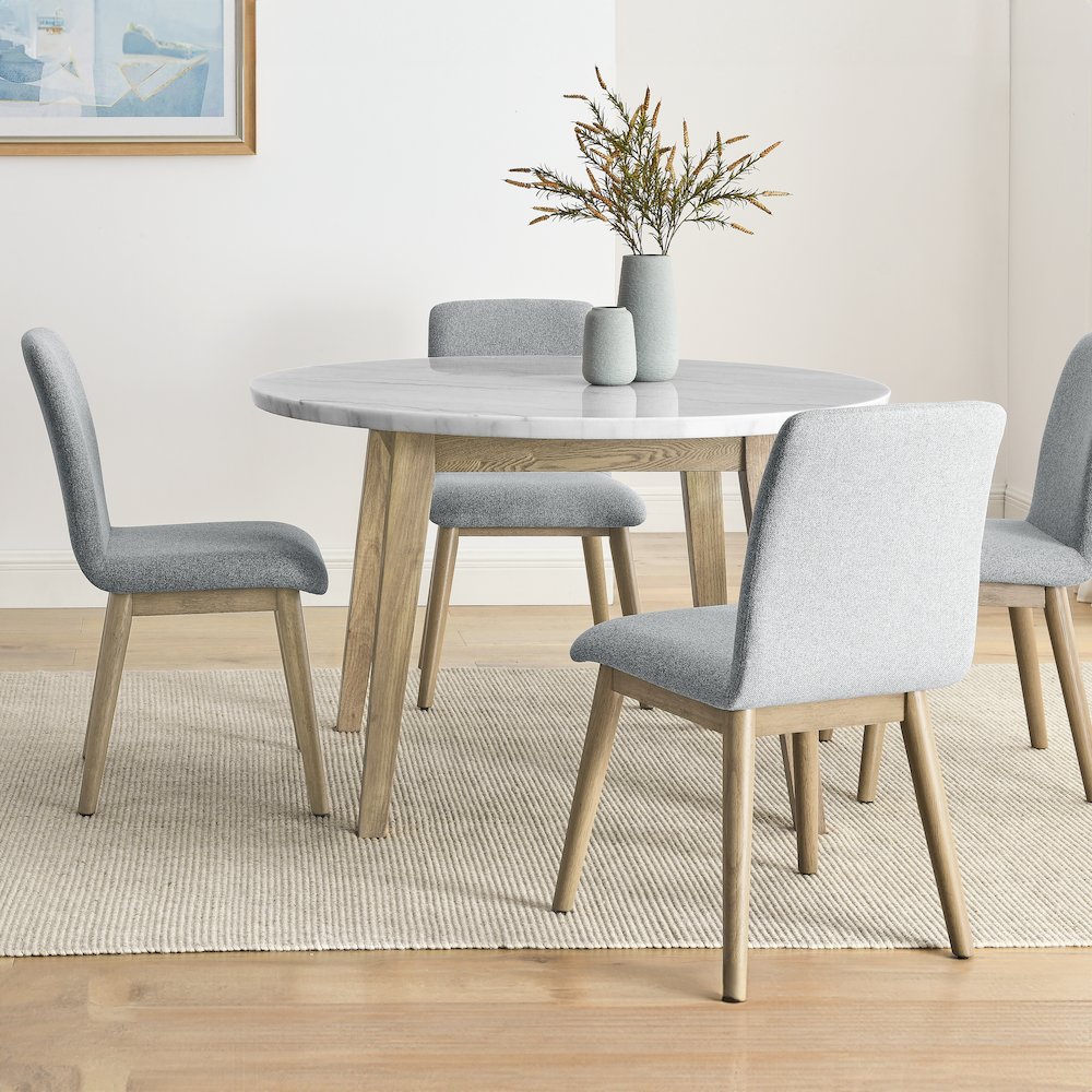 Vida 5-Piece 48" Round White Marble Dining Set. Picture 6