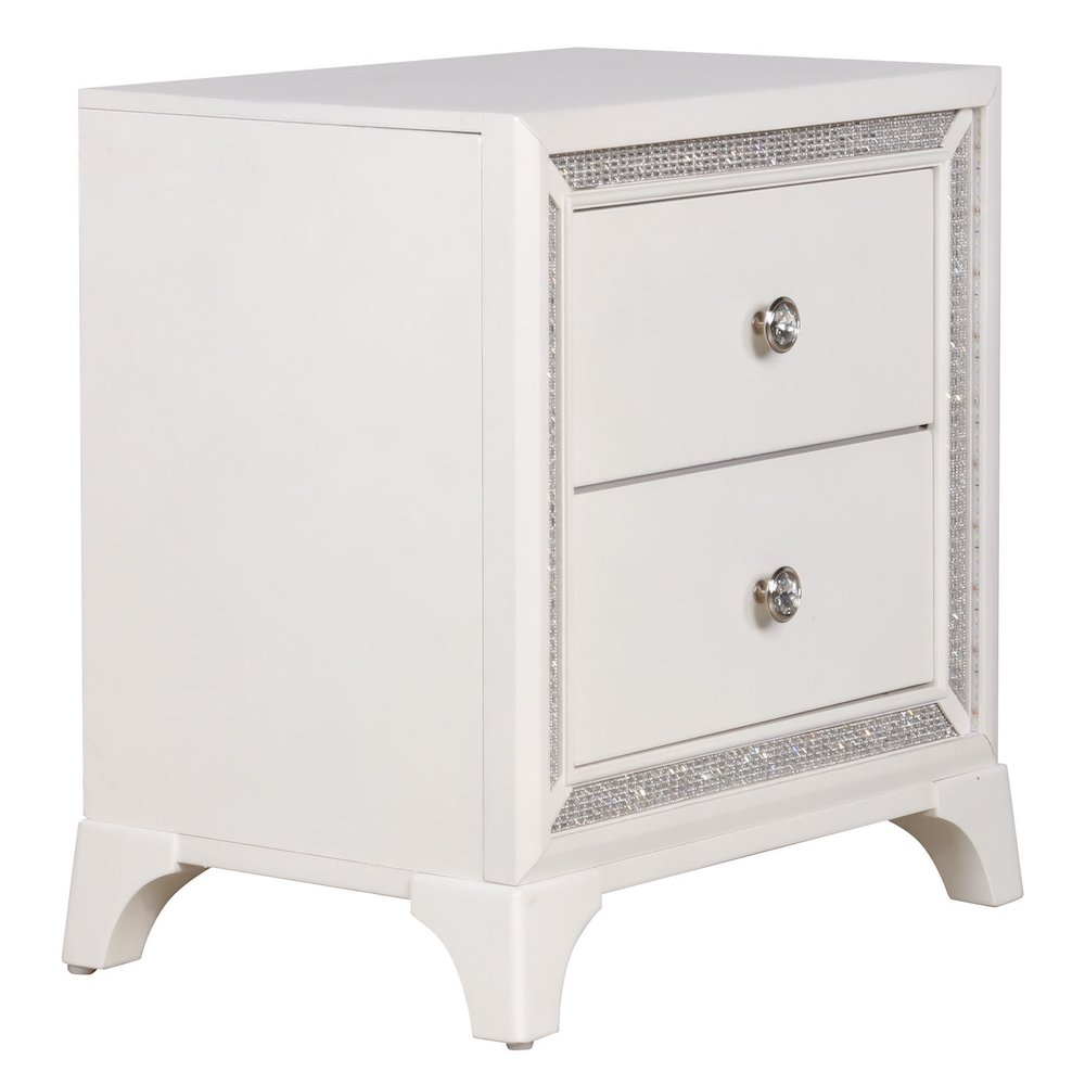 Cassie Illuminating Glam Nightstand, Pearl Finish. Picture 1
