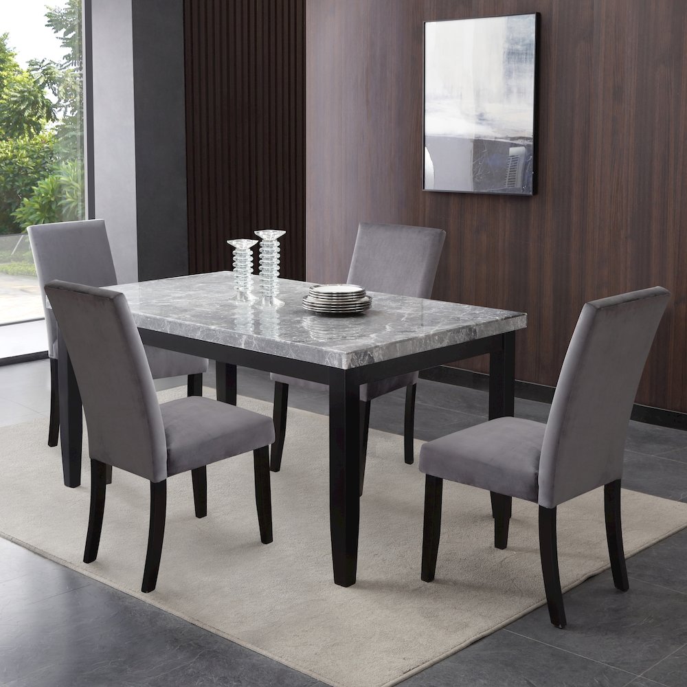 Napoli Gray Marble Top Dining. Picture 5