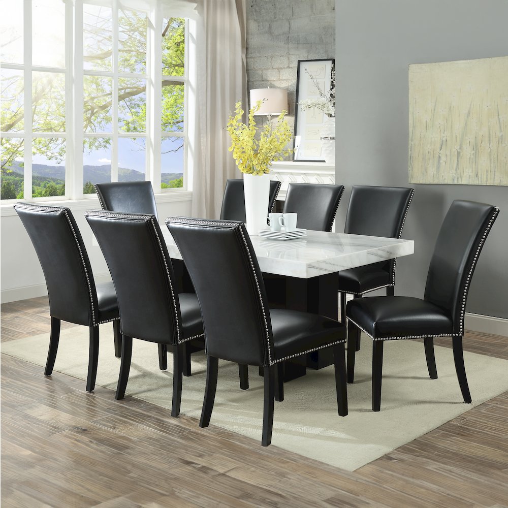Camila 9PC Rectangle Dining Set Black Chair. Picture 5