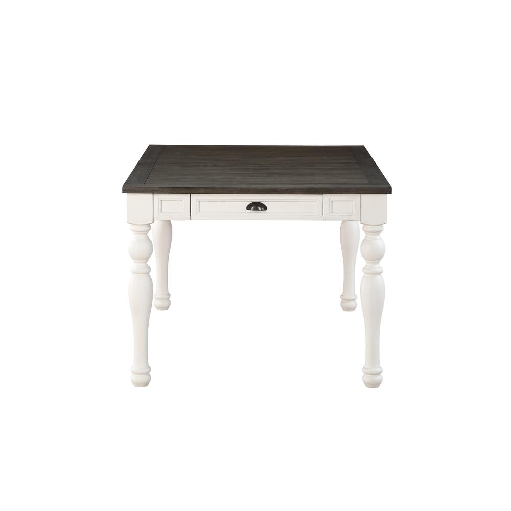 Two Tone Dining Set 7pc, Two-tone ivory and dark oak finish. Picture 3