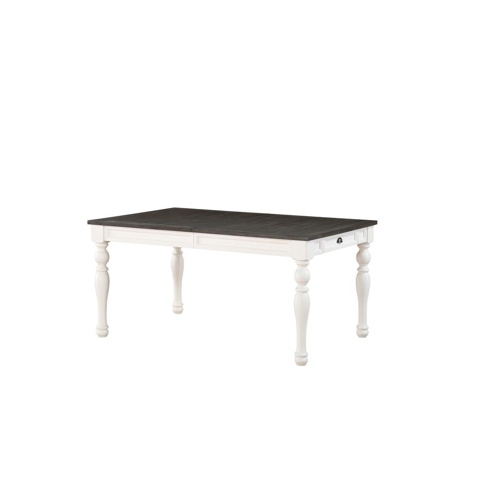Two Tone Dining Set 7pc, Two-tone ivory and dark oak finish. Picture 4