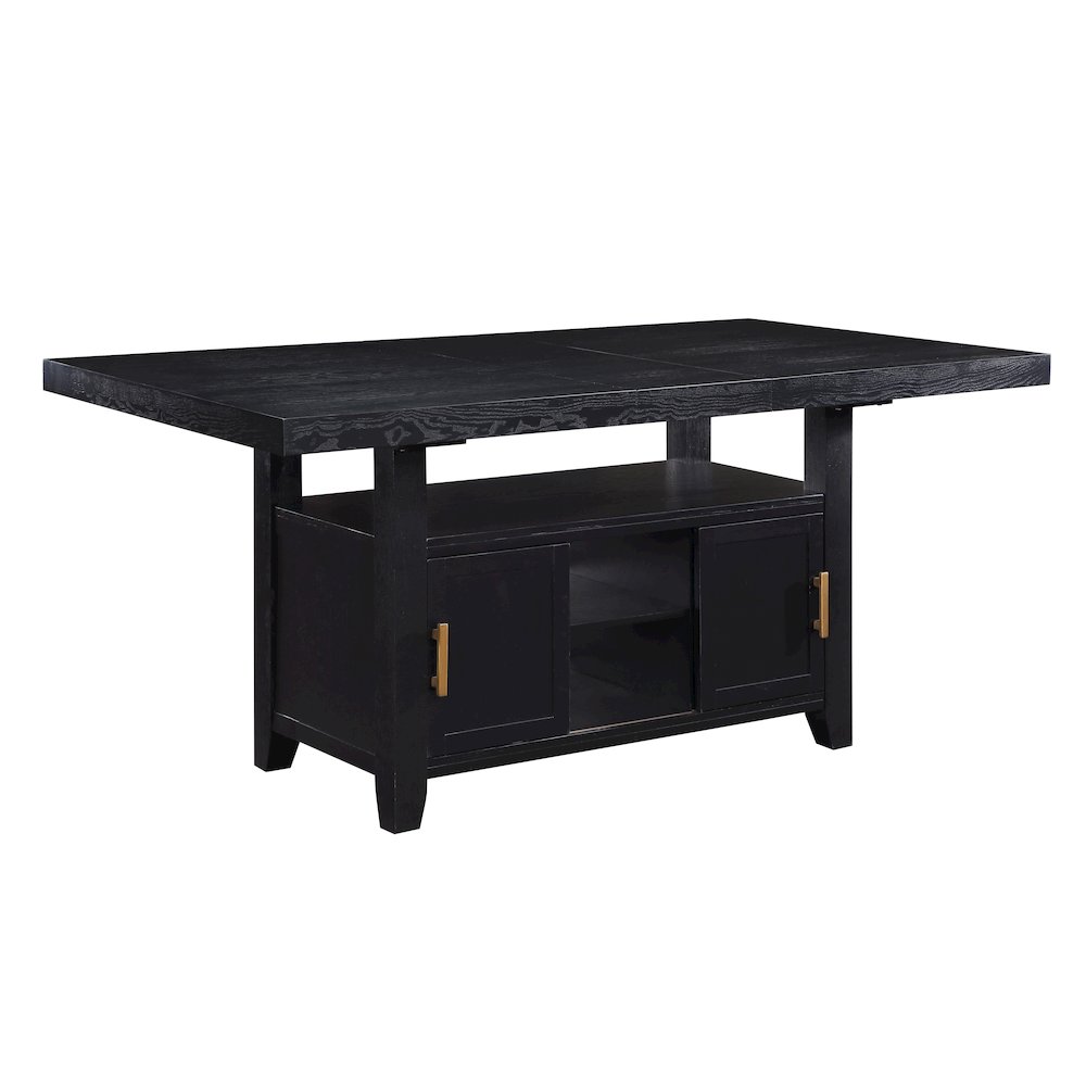Yves Black Counter Table With Storage and 4 Grey Counter Chairs. Picture 2